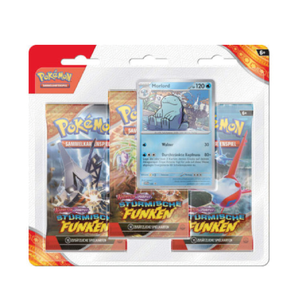 3er Blister Pack Stürmsiche Funken Produktbild mit 3 Boostern und einer Promo-Karte