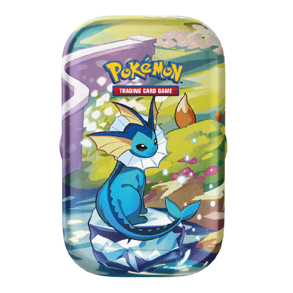 Beispiel einer Mini Tin Box von Pokémon Prismatische Evolutionen